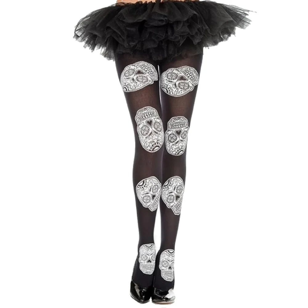 Music Legs Sugar Skull Dia De Los Muertos Tights‎